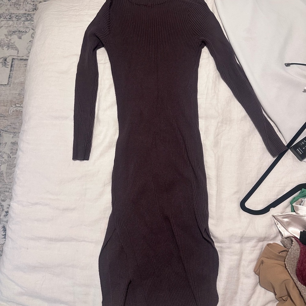 Magaschoni Espresso Long Sleeve Dress